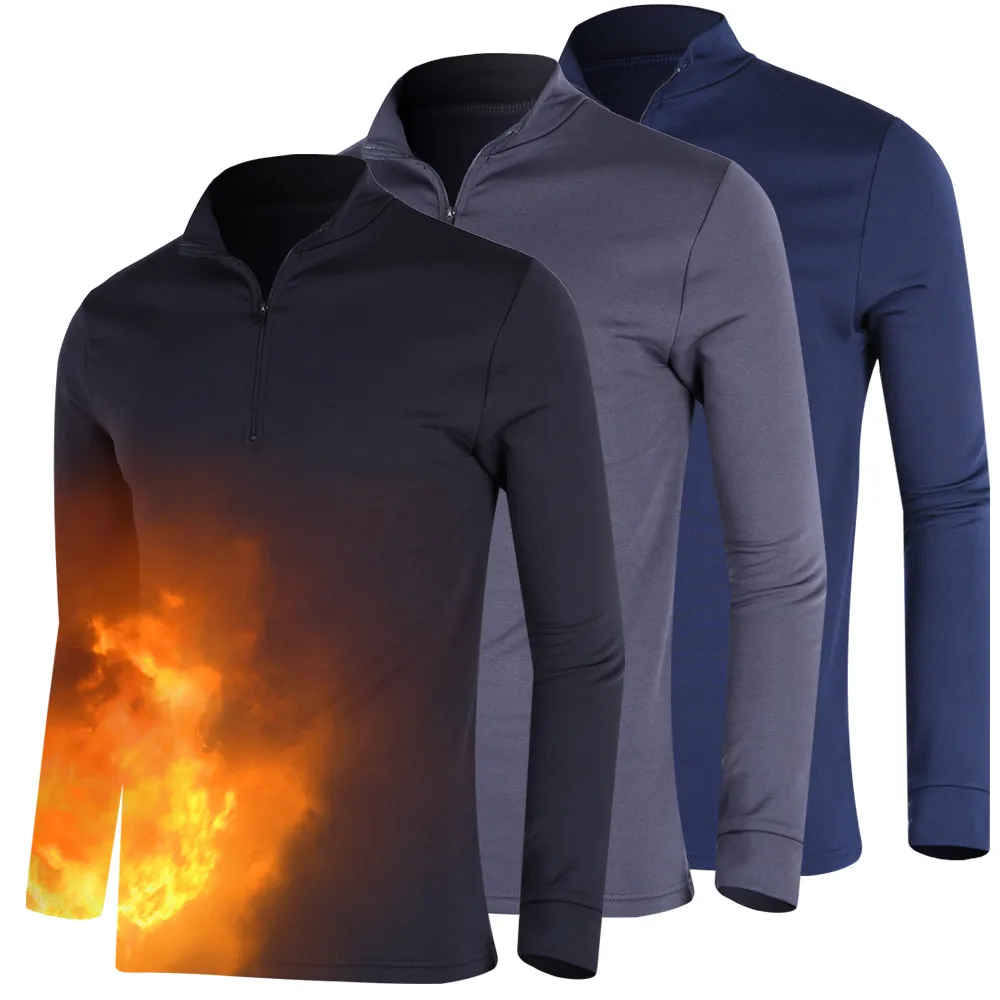 1 + 1 تي شيرت رجالي بأكمام طويلة مبطن بالصوف (اشتري واحدة واحصل على واحدة مجانًا)