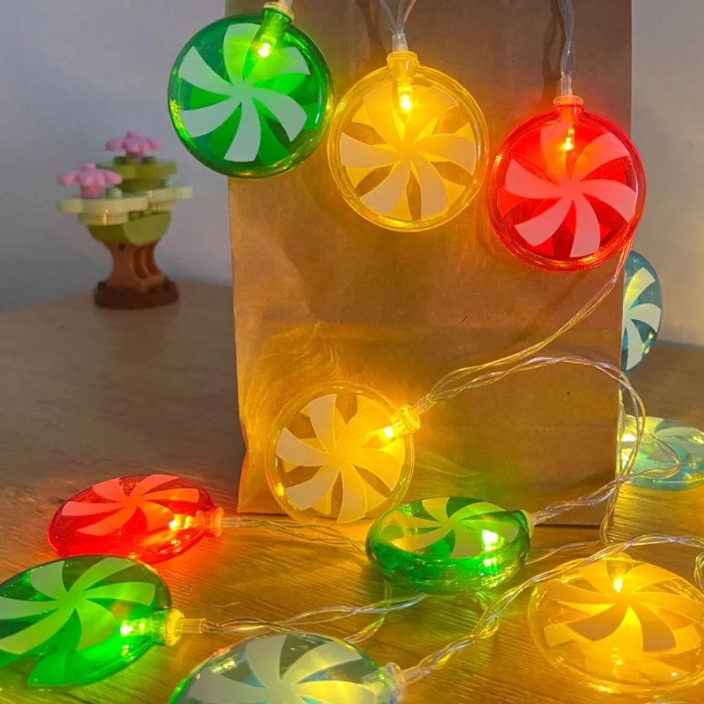 LED Christmas String Lights Cute USB Christmas Tree Hangings Christmas style Windmill Design Christmas Lollipop Lights