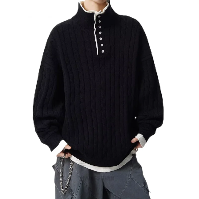 بالإضافة إلى حجم وهمية قطعتين هينلي طوق كابل متماسكة سترة الرجال السترة #5