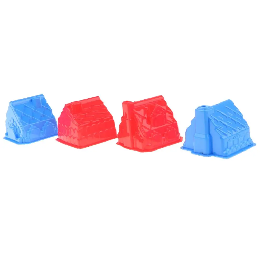 4x Plastic Random Colored Sand House Molds, Kids Toddler Beach Sand Box Toy Set for Fun