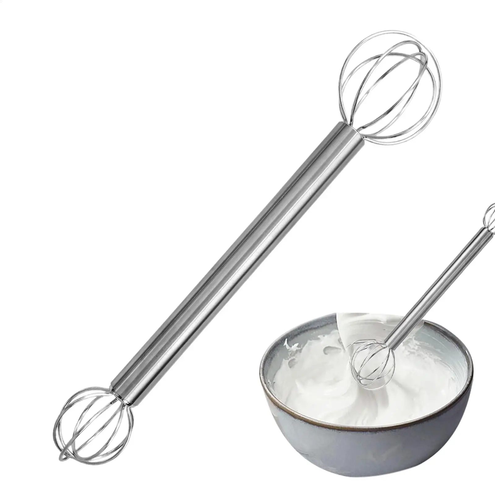 Cream Whipper Stainless Steel Double-Head Miso Paste Stirrer Ergonomic Blender Japanese Mixing Tool for Stirring Kitchen Cooking
