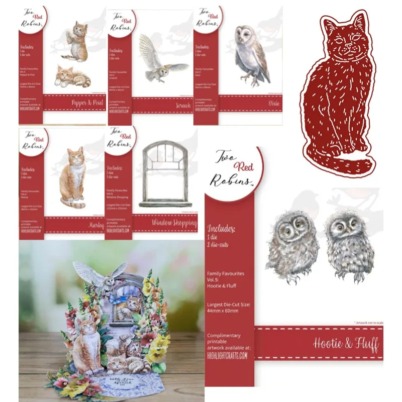 MarleyFamily Favourites Dixie Hootie Fluff Cat Screech Window Metal Cutting Dies Silicone Stamp Scrapbooking Stencil Photo DIY