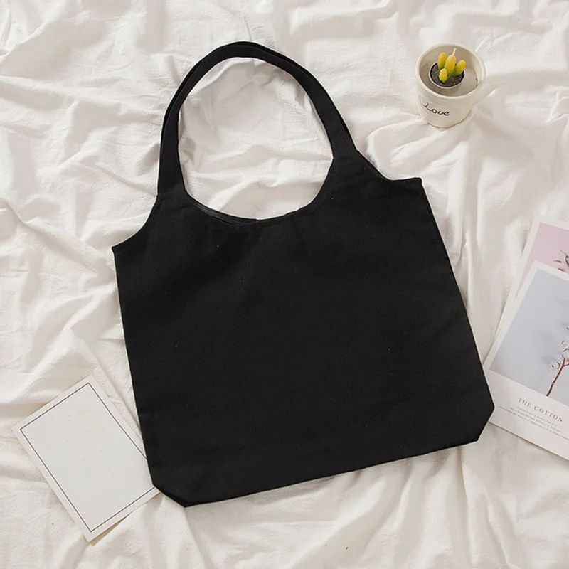 90s Solid Color Tote Bag Canvas Shoulder Bag for Daily Commute Women's Shopping Bag Trendy Folding Shoulder Bag view 2
