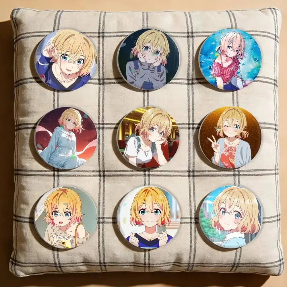

Rent-A-Girlfriend Nanami Mami Laser Badge Creative Pins Brooch for Bag Clothes Hat Decor Gifts Fans Collect