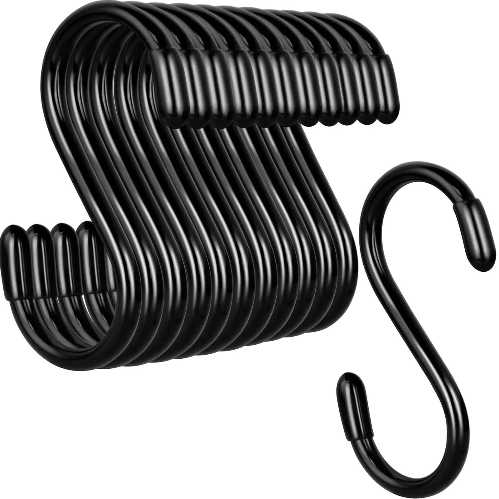 3Inch S Hook for Hanging Plants 30 Pack Non Slip Heavy Duty Steel Metal Black Closet S Hook for Kitchen Pot Pan Cups Towels