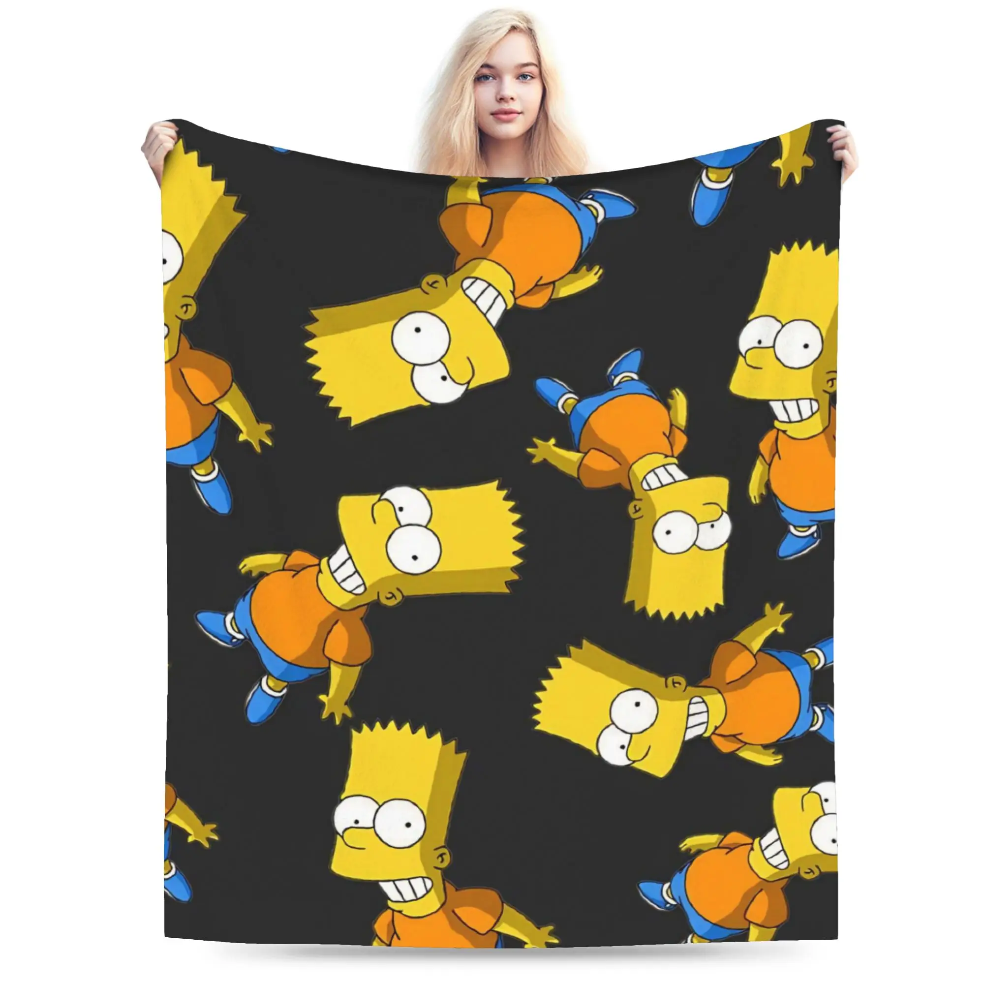 S-Simpson Blanket Fleece Autumn/Winter  Breathable Ultra-Soft Throw Blankets for Bedding Car Plush Thin Quilt