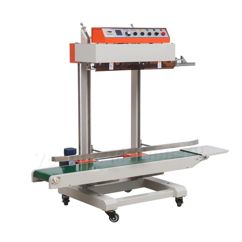 

Continuous Automatic Vertical Band Sealer Adjustable Head Heat Sealing Machine for Plastic Film Food Packaging Pouch Bag