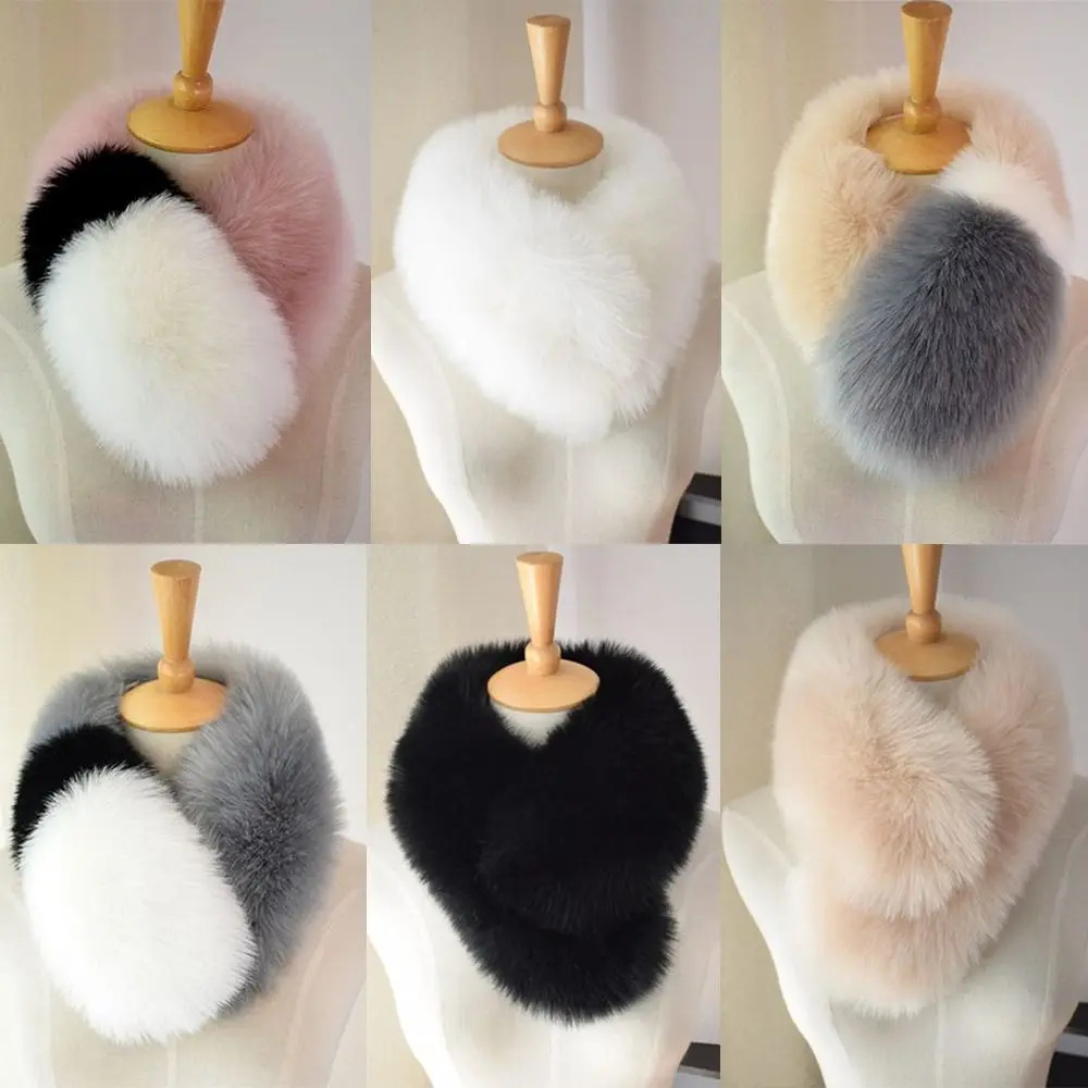 وشاح أنيق بياقة من الفرو الصناعي ناعم للغاية ورقيق للرقبة لتدفئة الرقبة لخريف وشتاء