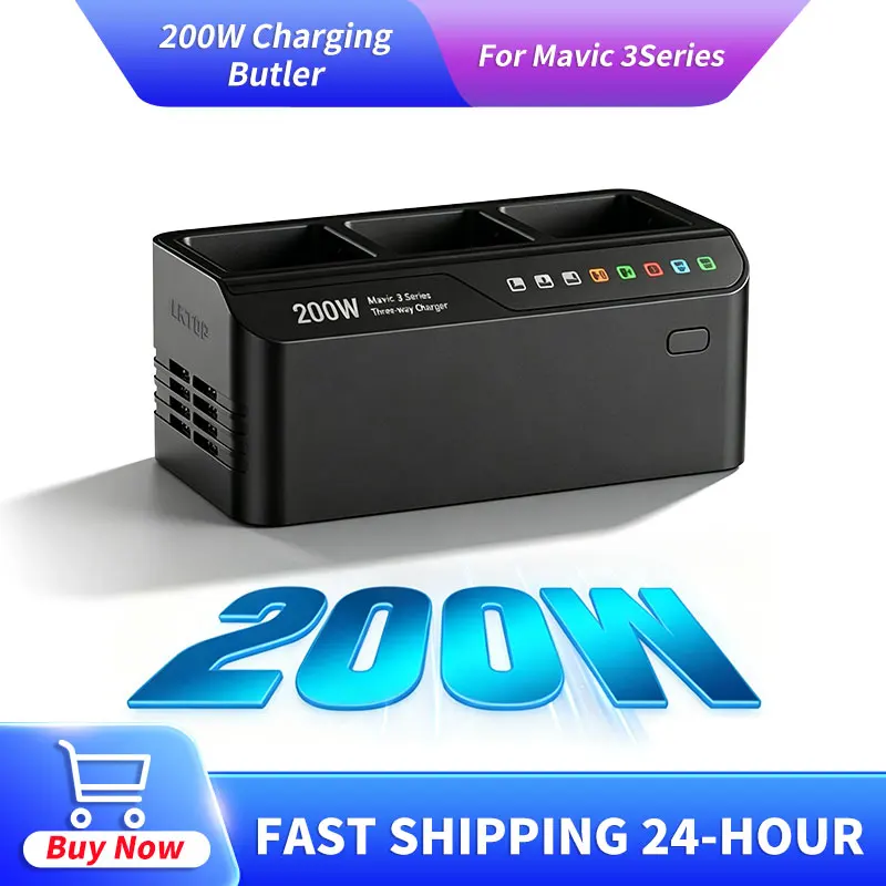 

200W Charging Butler for Mavic 3 Series Multi Battery Charging Hub Fast Power Adapter Charger Station Replacement Accessories