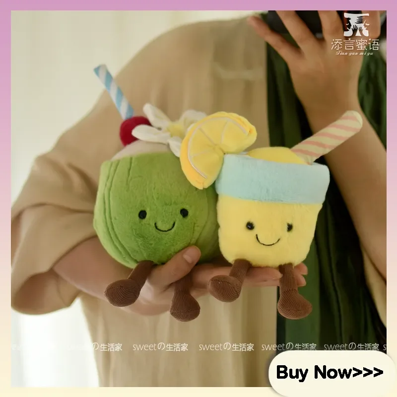 لعبة جوز الهند القطيفة دمى كرتونية لطيفة مرافقة دمى مهدئة للنوم ديكورات رائعة لسطح المكتب دمية مائية ليمونية هدية إبداعية #1
