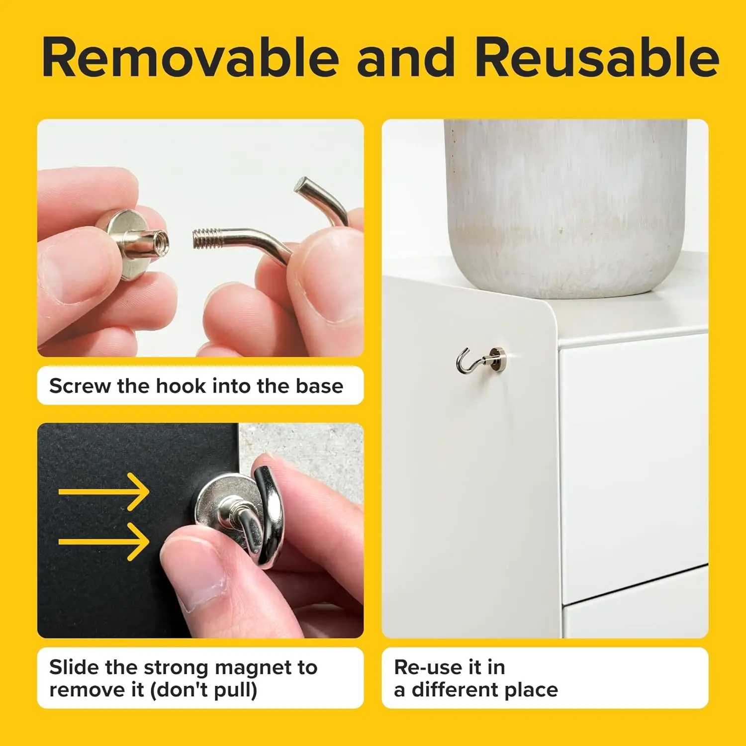 Ganchos magnéticos, imanes de neodimio resistentes para uso en exteriores y en el patio trasero, fuertes ganchos de tierras raras para colgar luces de cadena en metros