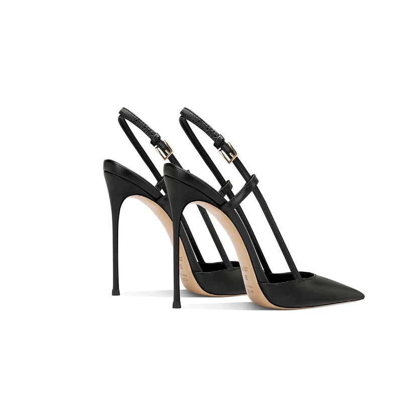 New pointed, slim heel high-heeled shoes with a black, sexy toe cover and versatile sandals for women