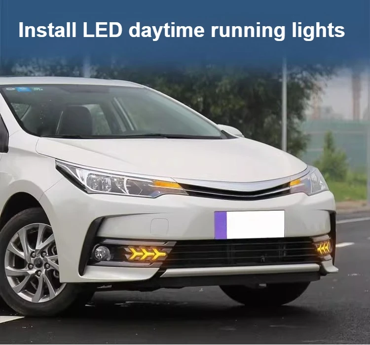 For Toyota Corolla 2017-2018 Car Led Daytime Running Light Front Fog Lamp Yellow Dynamic Turn Signal DRL 12V Daylight Night Blue detail image 3
