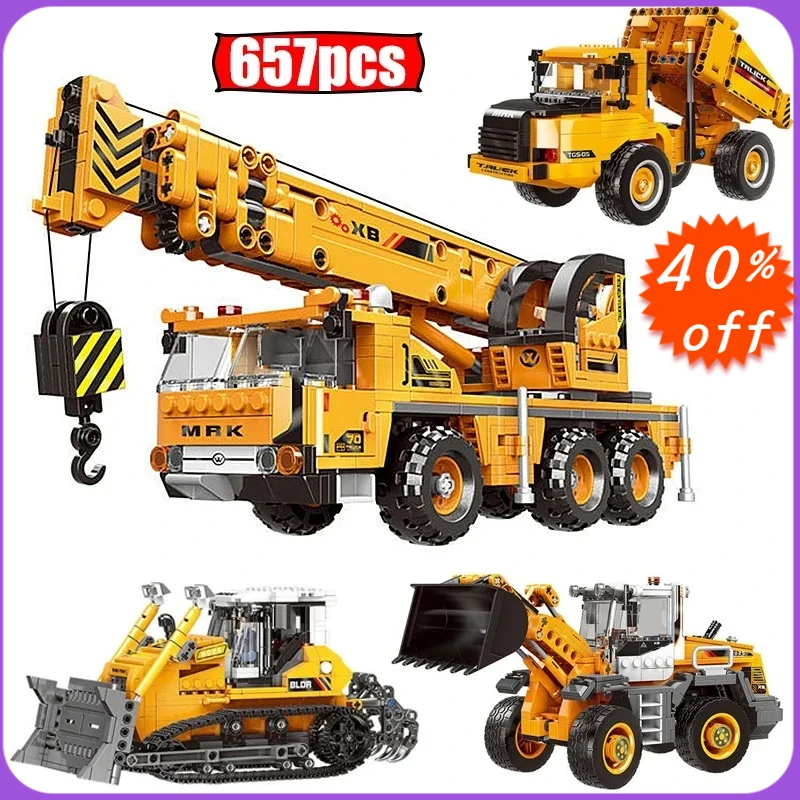 

MOC Engineering Vehicle Set -Heavy Mining Truck & Crane Building Blocks, DIY Technical Excavator Kit for Ages 8+ (Free Shipping）