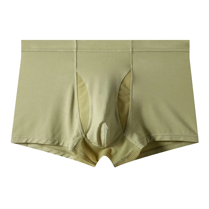 Men Trunks Breathable Mesh Bulge Pouch Texture Boxers Solid Color Underwear High Elastic Knickers Calzoncillos Hombre