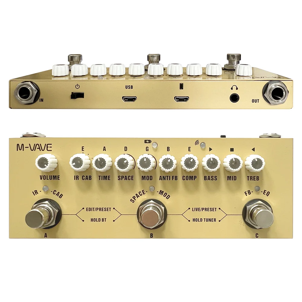 M-vave متعددة الآثار الغيتار دواسة مكعب الطفل للكهرباء الصوتية الغيتار جوقة Tremolo تأخير 8 Ir خزائن محاكاة فيزر