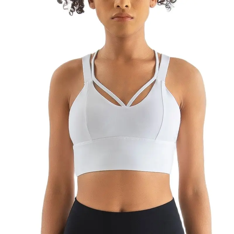 SOISOU-Nylon Sports Bra para Mulheres, Sexy Cross Tops, Roupa Interior Respirável, Sutiã De Fitness, Roupas De Ginástica, Roupas De Yoga