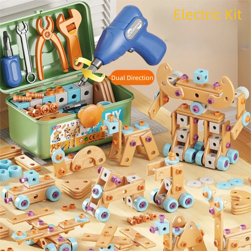 190 pièces bricolage boîte à outils de réparation pour enfants jouet assemblage jouets perceuse électrique jouet main démontage assemblage Puzzle drôle