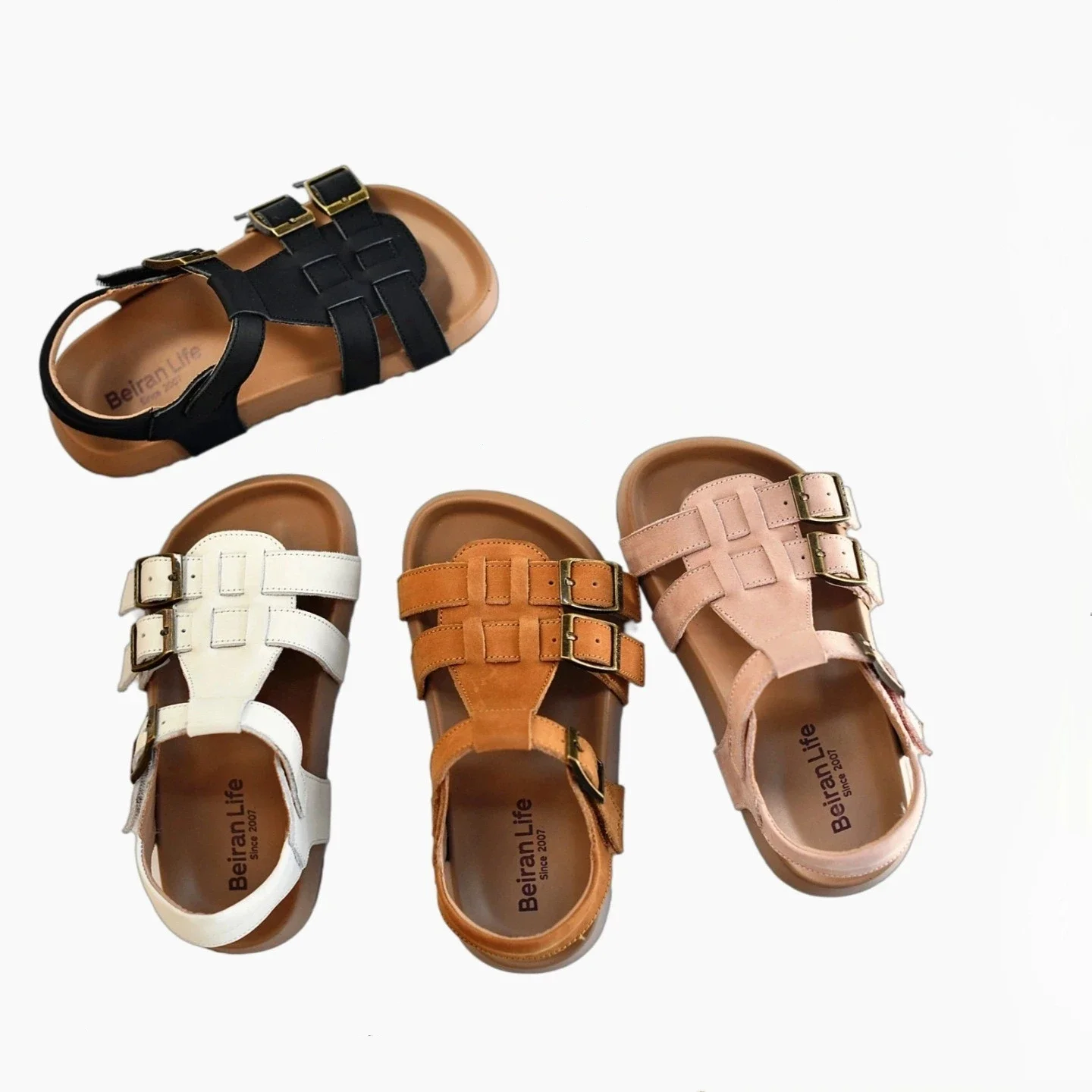 

Genuine Leather Soft Soled Girls Beach Shoes Summer High Quality Cowhide Baby Boys Sandals Non-slip Children's Shoes