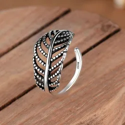 New in 925 Sterling Silver Hollow Leaf Adjustable Women's Engagement Ring Wedding Jewelry Wholesale