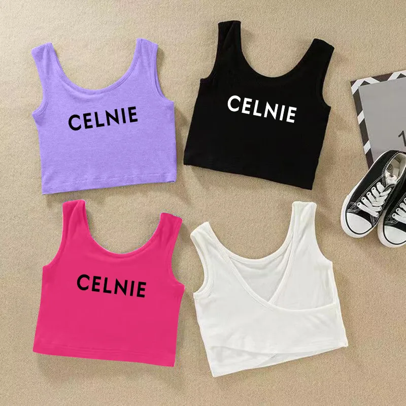 Girls Tank Tops Kids Candy Color Sleeveless T-shirt Summer Teenagers Crop Top Tees Casual Children Clothes