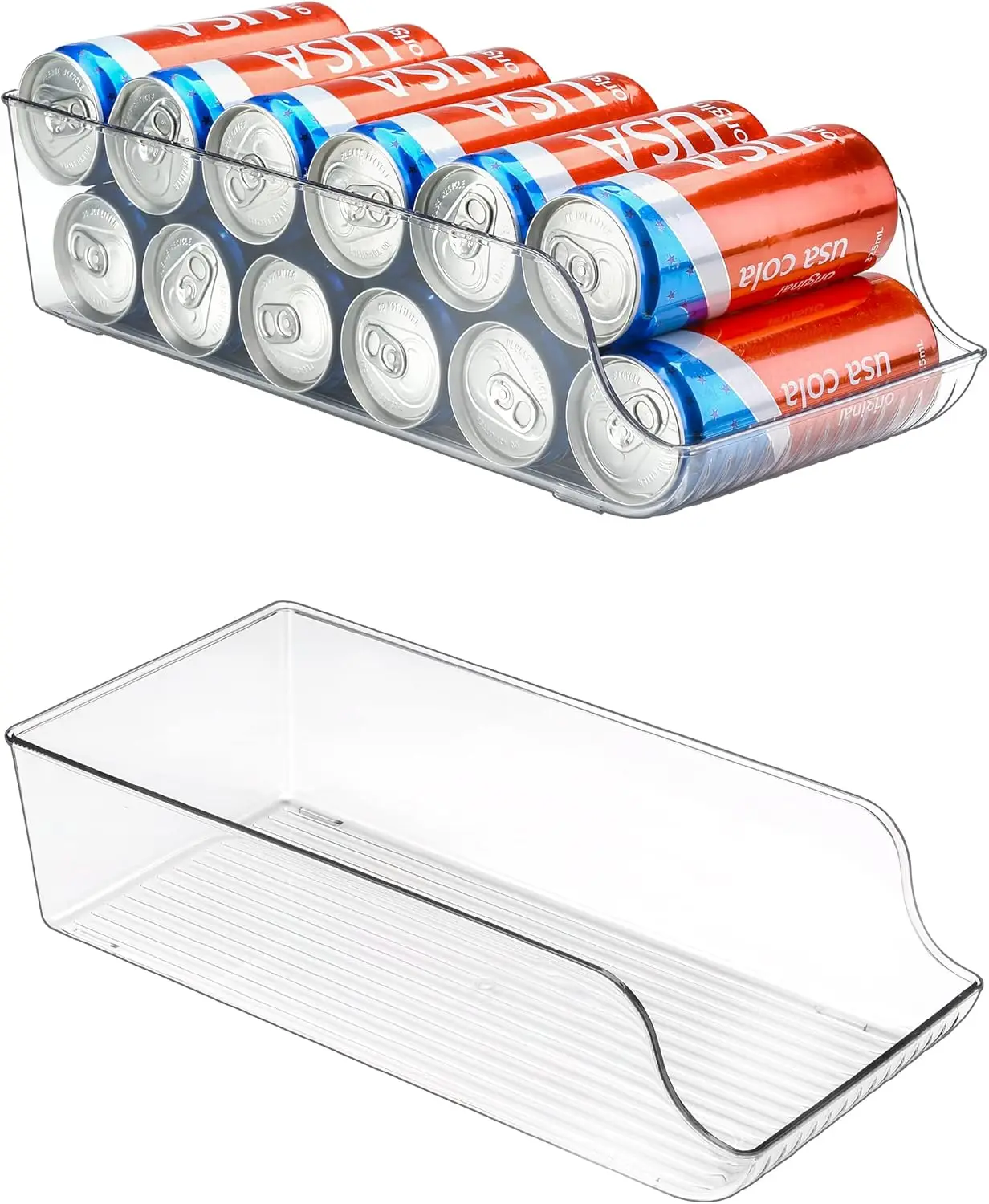 

2pcs Refrigerator Organizer Bins Soda Cans Dispenser Kitchen Storage Cans Drink Organizer for Fridge Freezer Pantry Kitchen