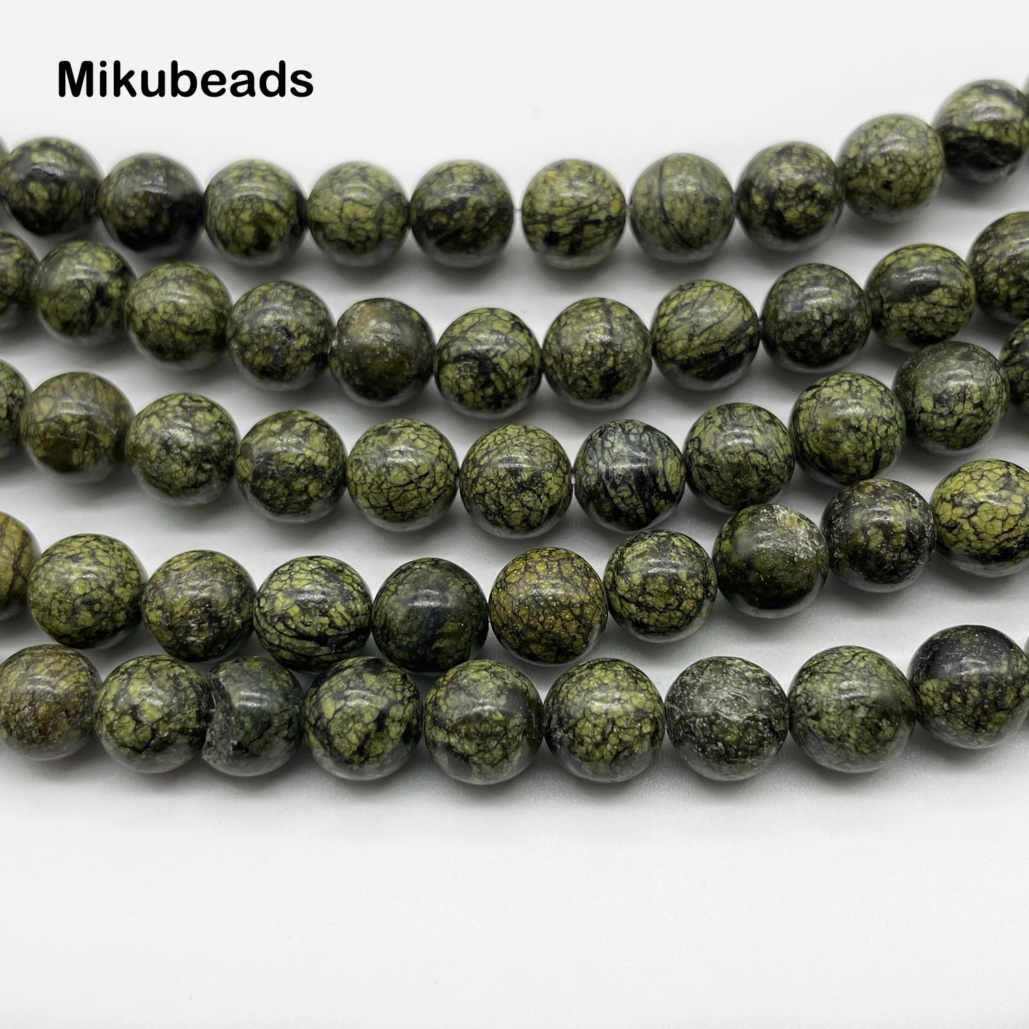 Wholesale Natural 8mm 10mm Russian Serpentine Smooth Round Stone Loose Beads For Jewelry Making DIY Bracelets Necklace Strand