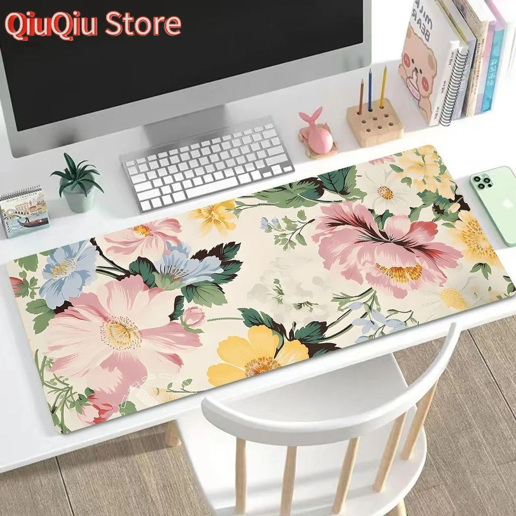 Extended Mouse Pad Romantic Roses Beautiful Flowers Pattern Office Extra Large Thickened Computer Keyboard Desk Rubber Mat for A