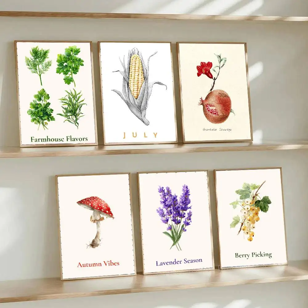 Vintage Vegetable Fruits Posters Living Room Bar Cafe Quality Canvas Vintage Style Comics Painting Art Home Wall Decor Picture