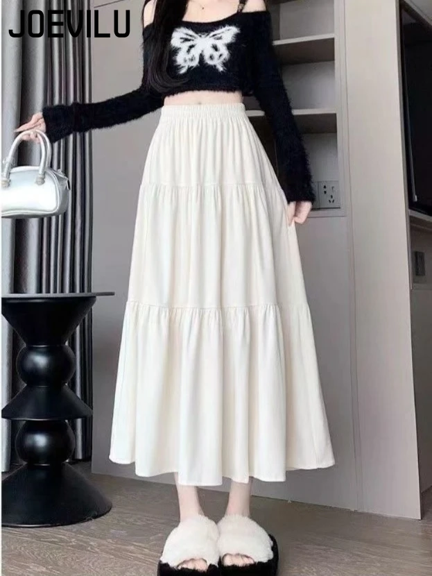 

JOEVILU Women's High Waisted Layered Halter Skirt Sexy Elegant Slim - New Spring Summer White Casual A-line Long Skirt Y2k Skort