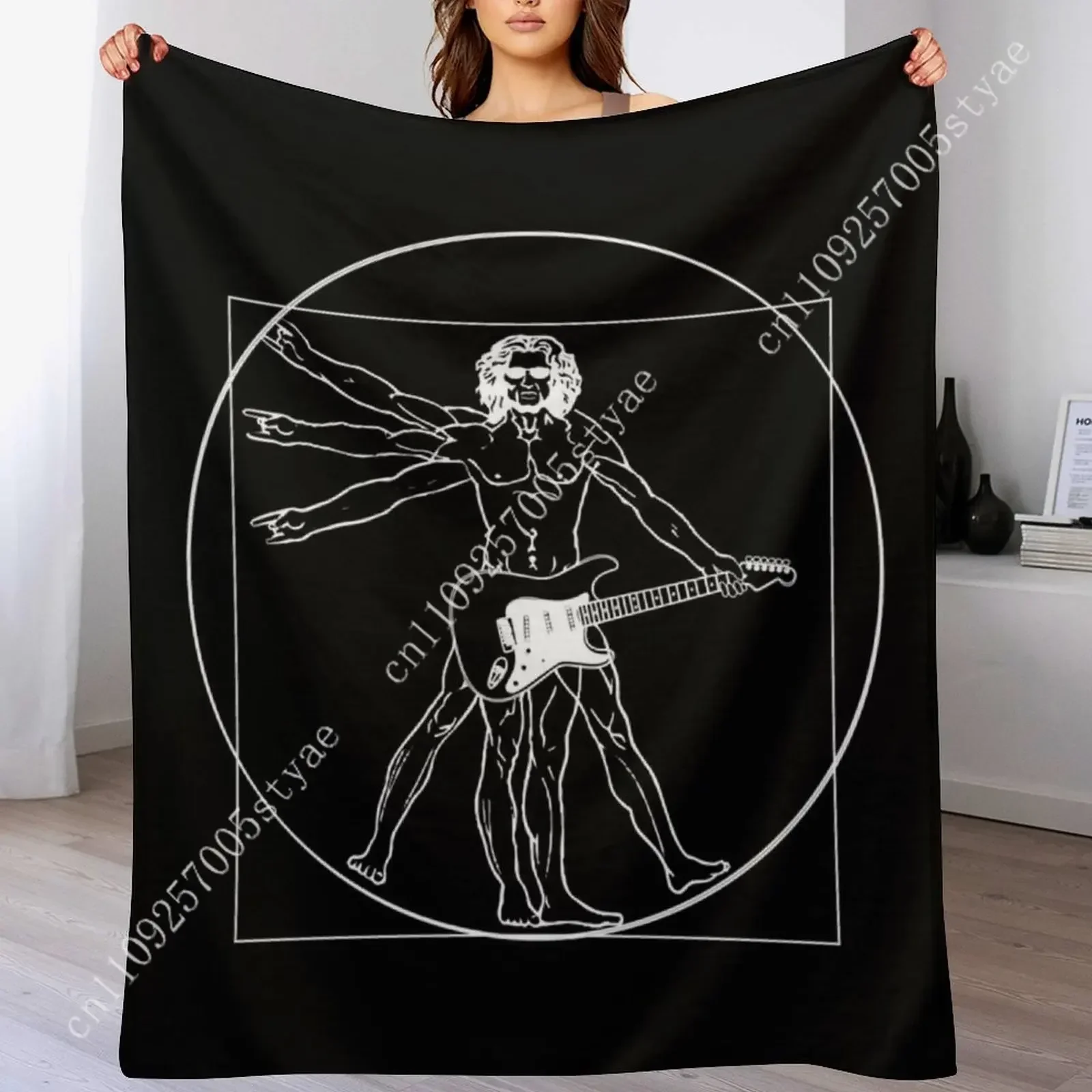Vitruvian Man Guitar Da Vinci Flannel Blankets Are Soft Comfortable and Warm Perfect Winter Naps Homes Offices Travel Camping