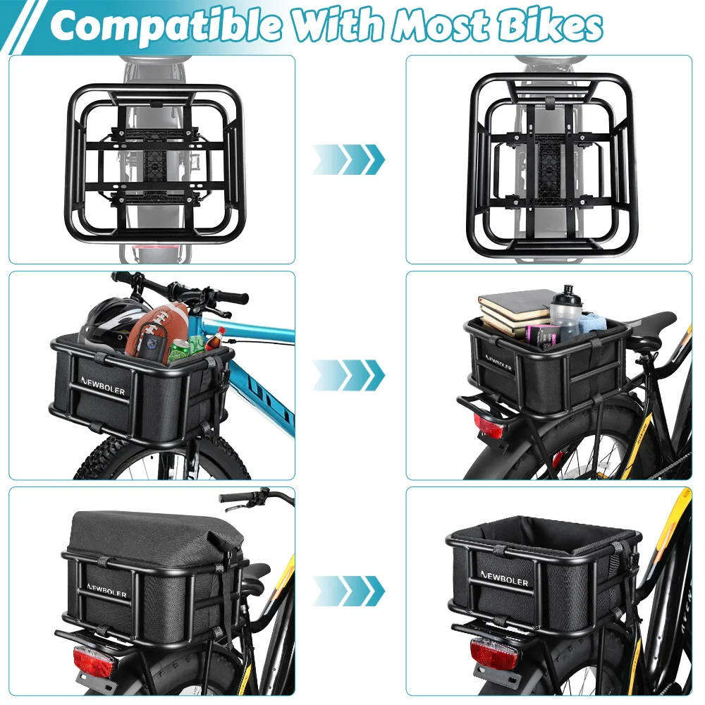 Hinten Fahrrad Korb Fahrrad Gepäckträger Tasche Quick ReleaseFron E-Bike Korb Fahrrad Körbe Hinten Rack für OutdoorTravel Shopping – Detail 10