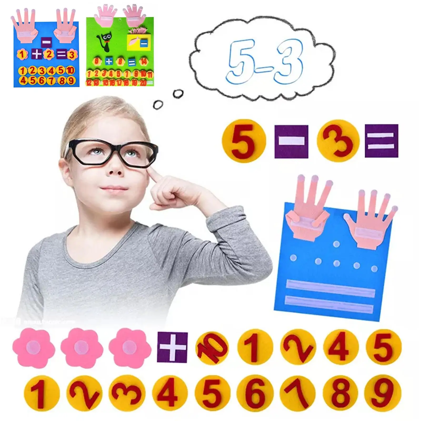  Toys Felt Board Finger Numbers Toy Children Teaching Aids Math Early Education Toys Toddlers Intelligence Develop