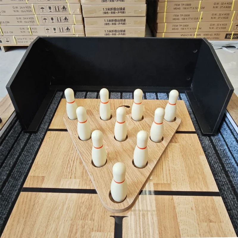 Premium 9ft Indoor Shuffleboard Table 2 in 1 Bowling Game, New Style Solid Wood Track, Multiple Custom Sizes Optional