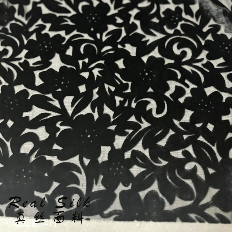 

Hollow Silk Burnt Velvet Fabric Etched-out Velvet See-through Cheongsam Dress Fabric Cloth