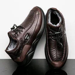 Men Shoes Casual Leather Waterproof Snow Boots Dad Shoes Winter Warm Shoes Sneakers Hommes Chaussures Boots Soft Shoes