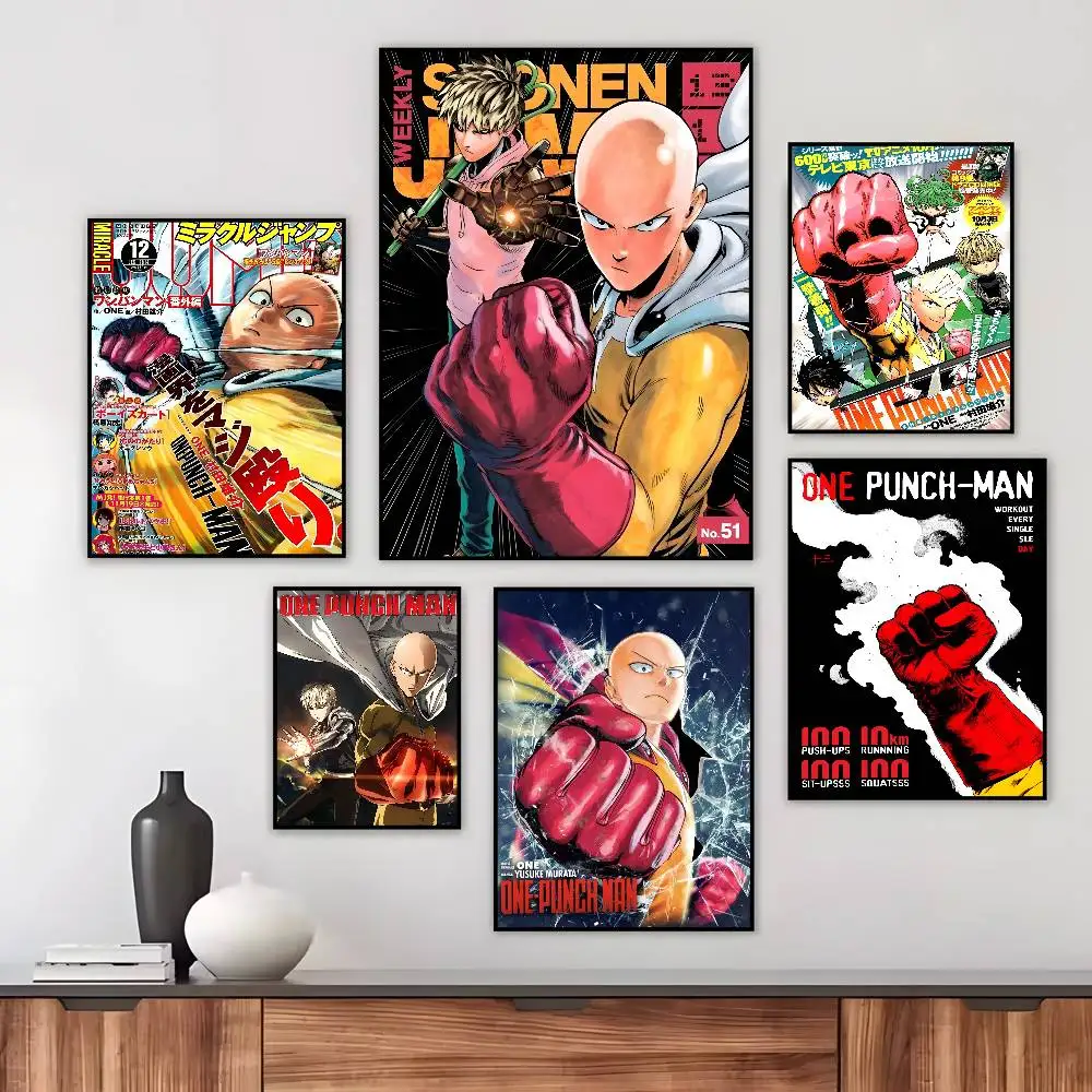 SUPER O-One P-Punch Man Anime poster art HD canvas advanced aesthetic Printing Paper Wall Art for Living Room Home Decor - view 2