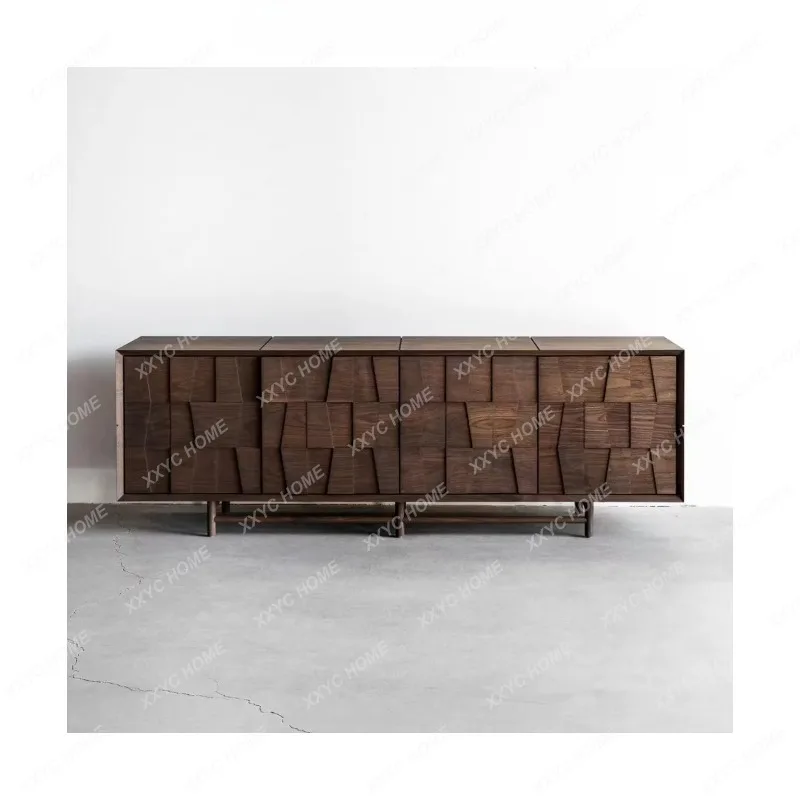 XXVintage style solid wood sideboard, living room walnut-colored storage cabinet, entryway cabinet