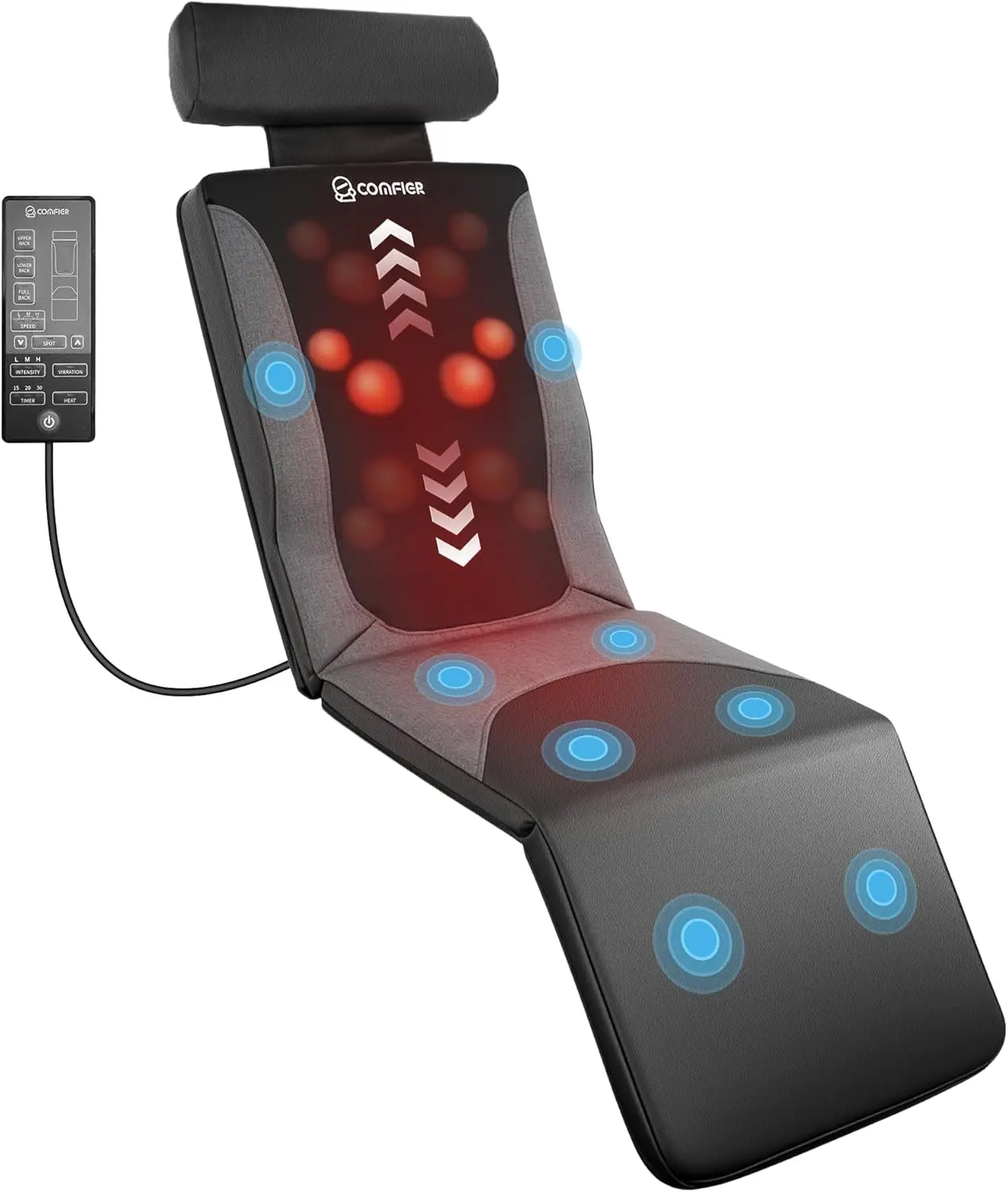 

Массажный коврик для всего тела с подогревом, шиацу-массажер для спины для снятия боли, массажная подушка с функцией разминания и вибрации для кресла-реклайнера, дивана, кровати