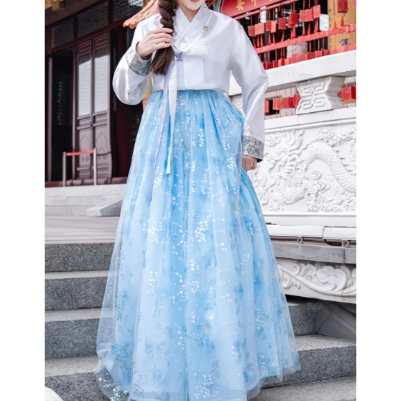 Hanbok korean Traditional Costume for Women Elegant Luxury Hanbok Dress Princess Cosplay Anicent Retro Long Robe Wedding Party