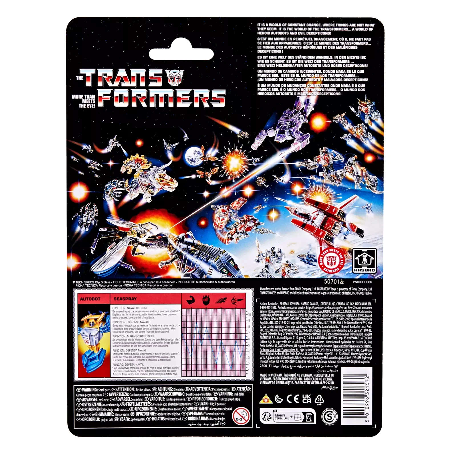 Transformers Toys Retro Cardback Deluxe G1 Autobot Seaspray Action Figure Toy Gift