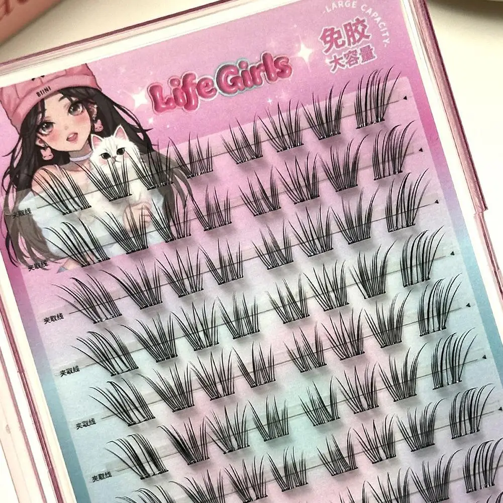 رموش صناعية خالية من الغراء طبيعية بدون مكياج كسول ودية ذيل السمكة رموش مجزأة فردية أداة مكياج حديثي الولادة #5