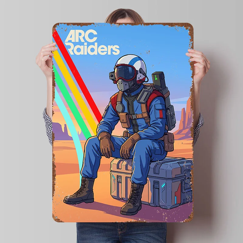 ARC Raiders Desert Landscape Tin Poster Customized Wall Art Retro Vintage Metal Signs for Fans Room House Decoration Gaming Home