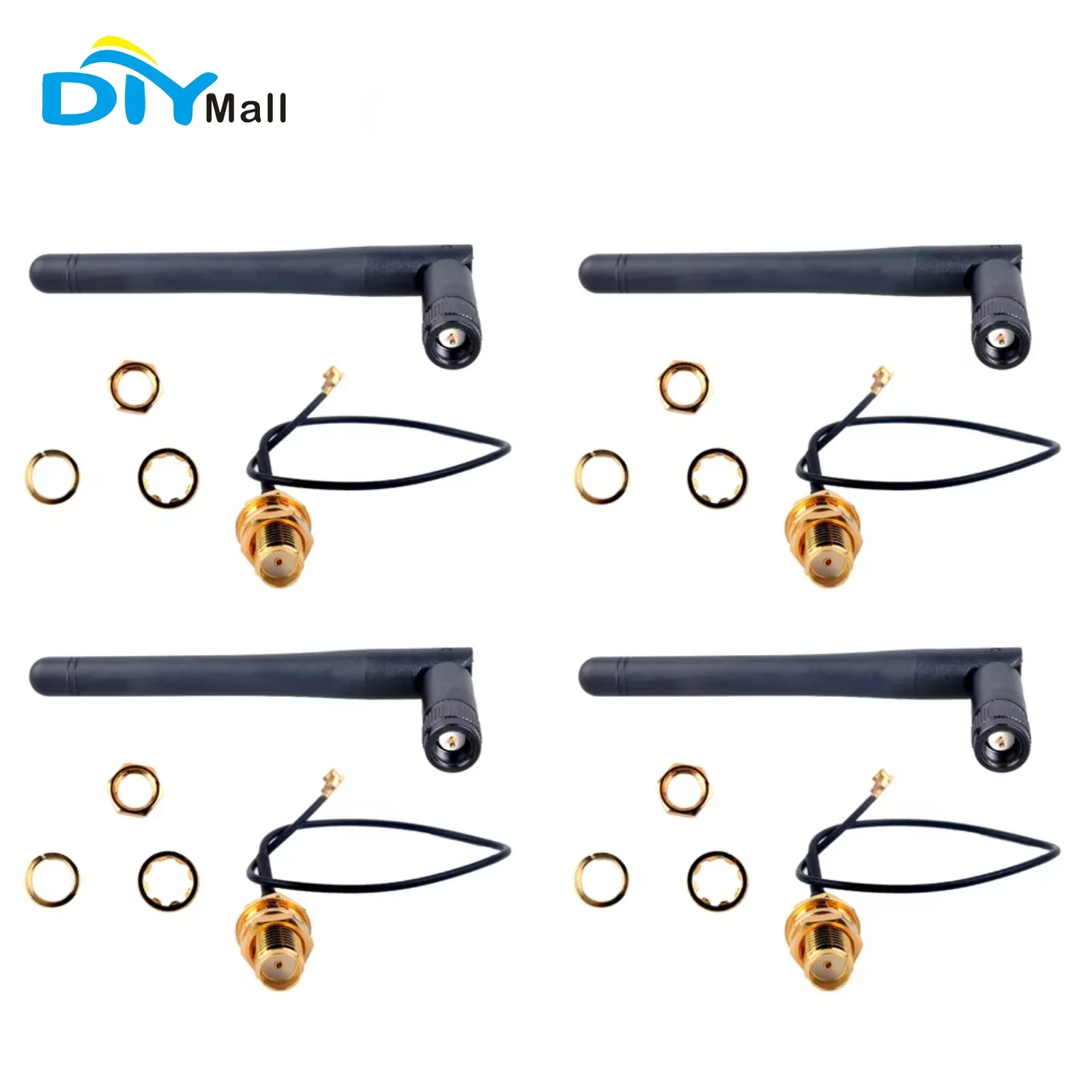4 قطعة 2.4 جرام 3DBI واي فاي هوائي كسب هوائيات مع كابل 16 سنتيمتر U.FL إلى أنثى SMA لاردوينو CC3000 ESP8266