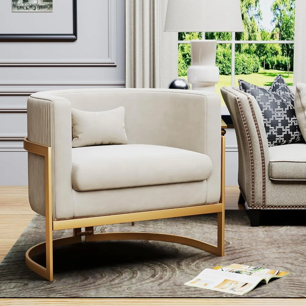 Silla decorativa de terciopelo, silla de barril moderna con patas doradas, sillón tapizado para dormitorio, sala de estar, sofá, sillas laterales para Club