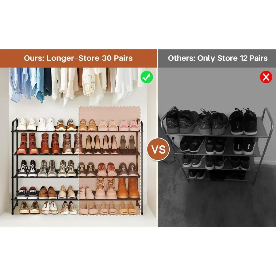 رف أحذية طويل من 4 طبقات لخزانة أرضية رف أحذية عريض منظم تخزين 30 زوجًا منظم أحذية رياضي قابل للتكديس لغرفة نوم الخزانة