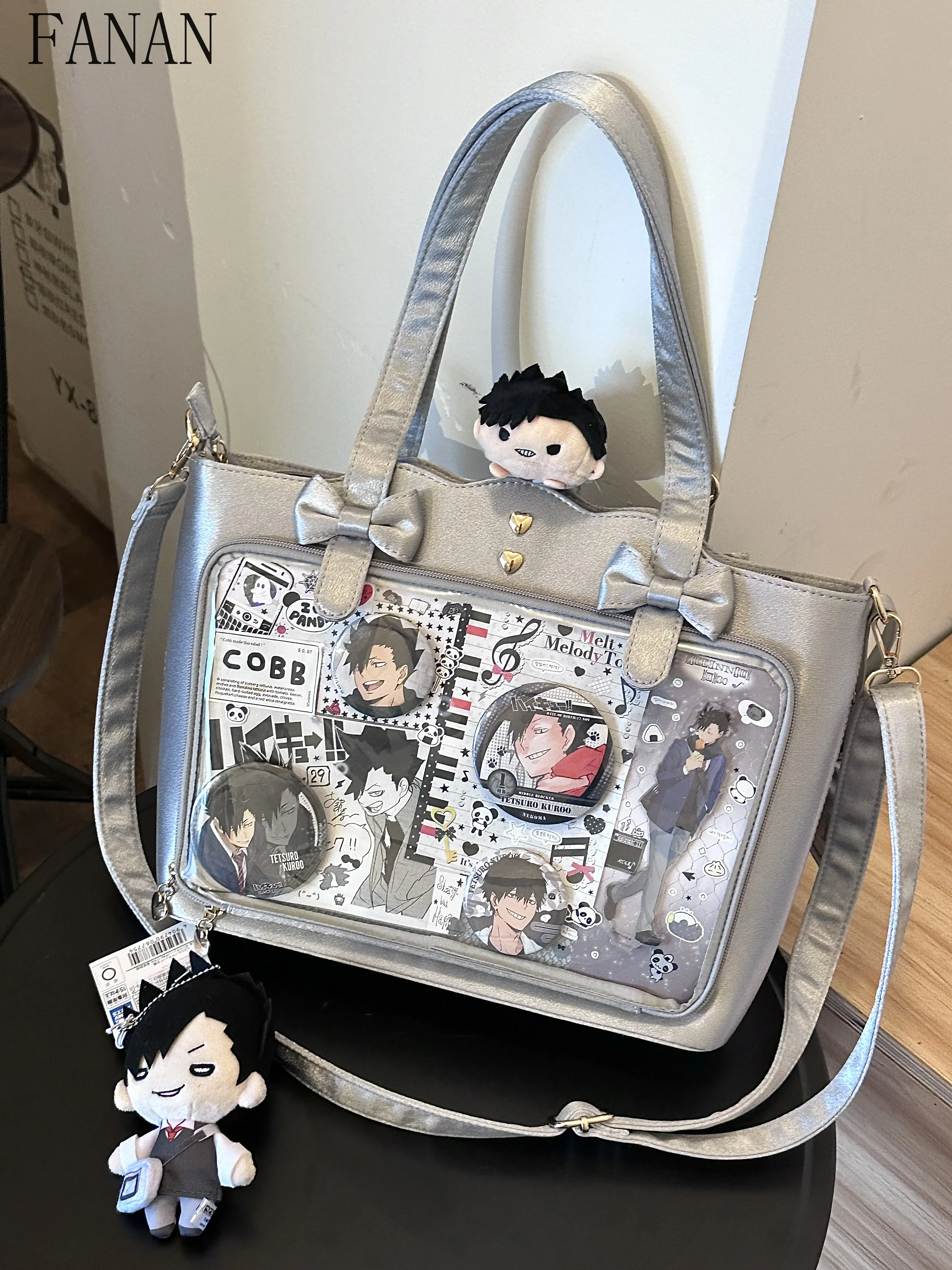 

Original Cute Shoulder Crossbody Bags Portable Large Capacity Bow Pain Bag Japanese Style Casual Elegant Women's Handbags