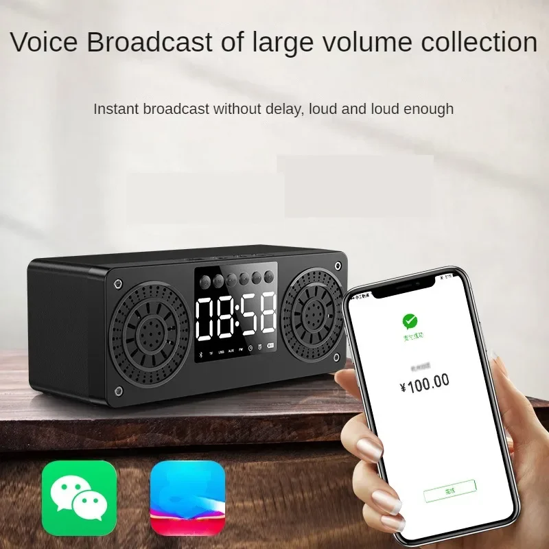Altavoz Bluetooth de madera reloj alarma USB tarjeta TF graves profundos uso doméstico
