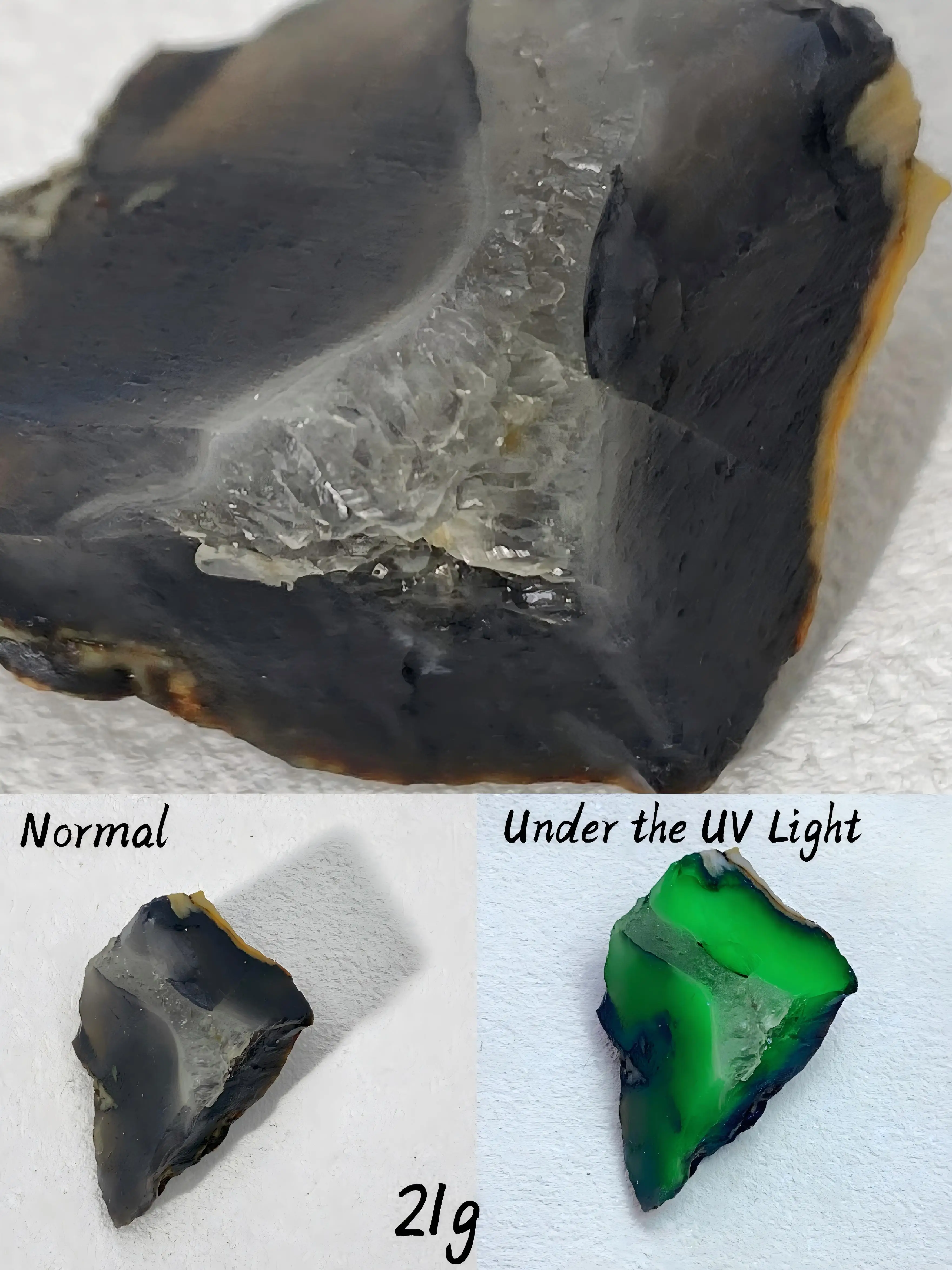 Un article, une photo - Pierre brute d'agate volcanique fluorescente aux UV, forme irrégulière, collections de pierres, excellents cadeaux, décoration DIY