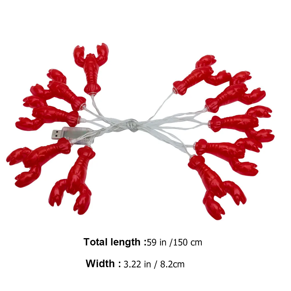 

1pc Lobster Shaped Led Lamp String Red Christmas Decoration Festival Lighting Waterproof Long Lifespan Home Garden Bar Hotel